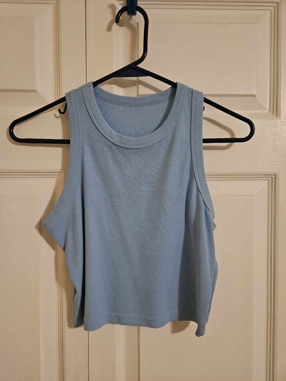 Ribbed Sleeveless Tank Top - Light Blue